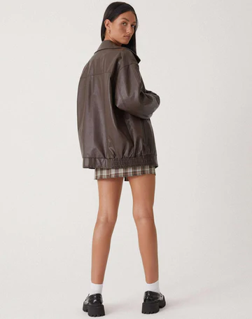 Winona | Oversized Leather Jacket with Collar