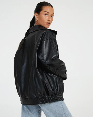 Winona | Oversized Leather Jacket with Collar