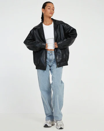 Winona | Oversized Leather Jacket with Collar