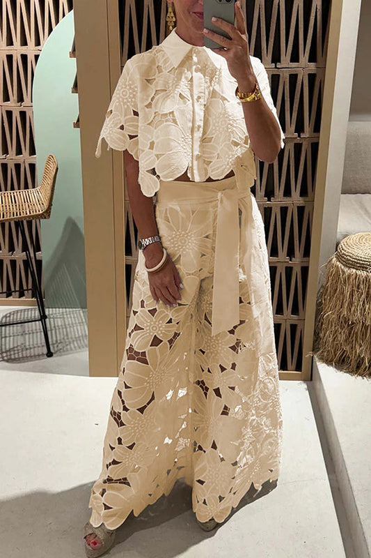 Rosalie | Eyelet Ruffle Sleeve Maxi Dress for Women