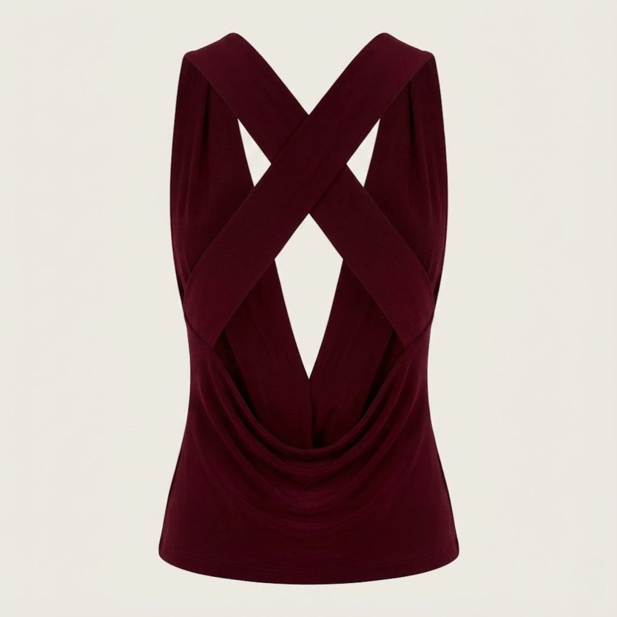 Bella | Women’s Elegant Backless Top with Draped Cowl Neck