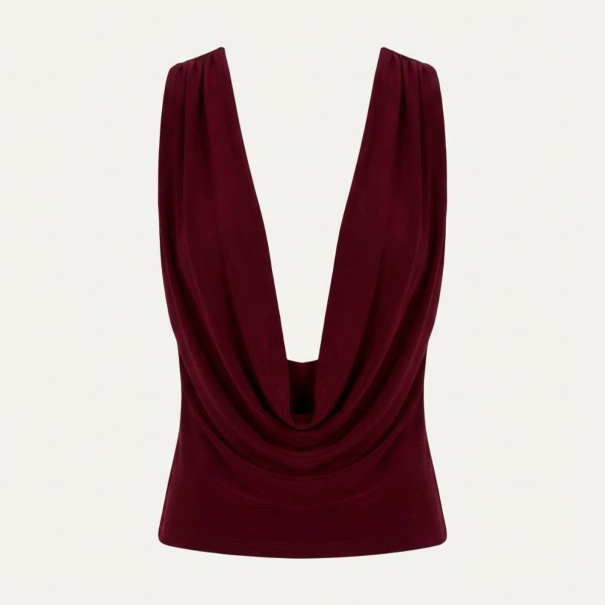Bella | Women’s Elegant Backless Top with Draped Cowl Neck