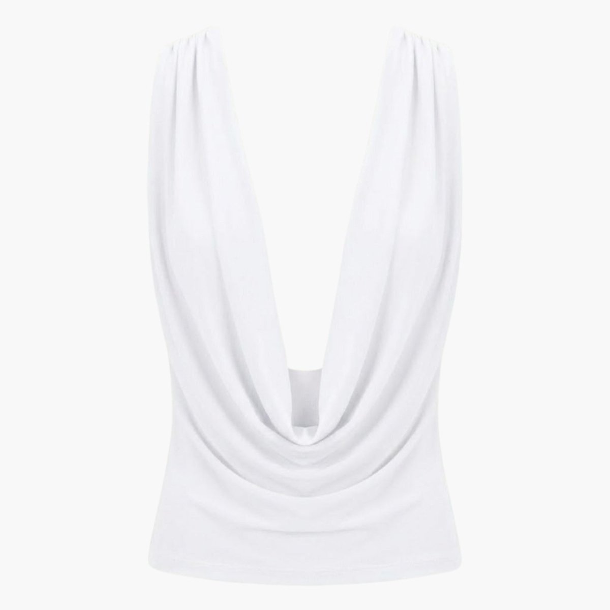 Bella | Women’s Elegant Backless Top with Draped Cowl Neck