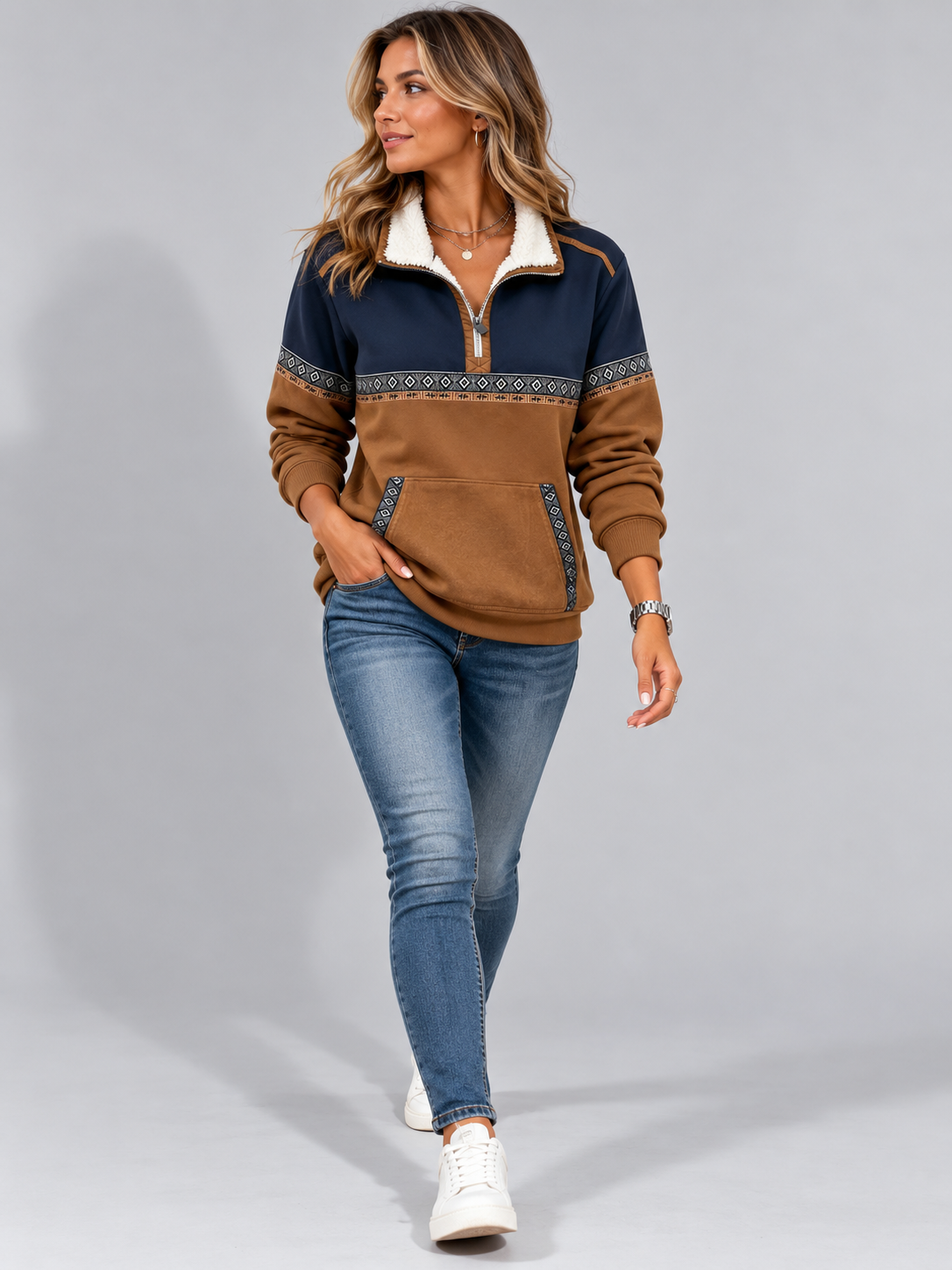 Hollie | Women's Half-Zip Fleece-Lined Relaxed Pullover