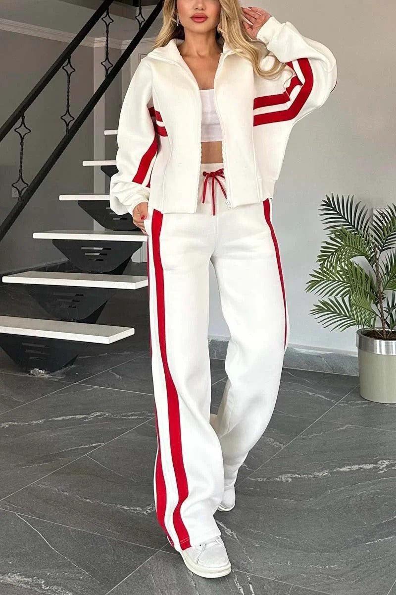 Monroe | Striped Zip-Up Lounge Set