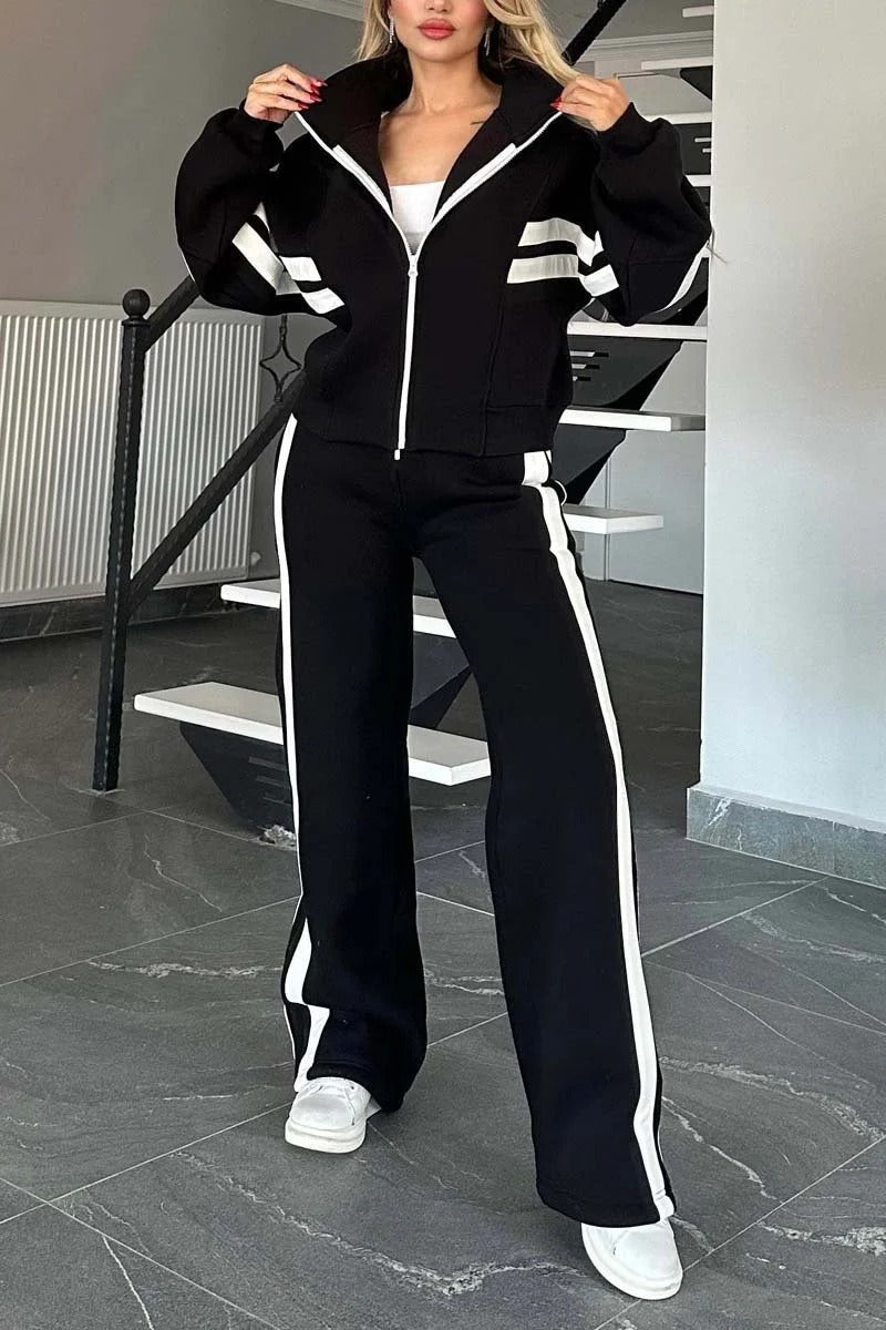 Monroe | Striped Zip-Up Lounge Set