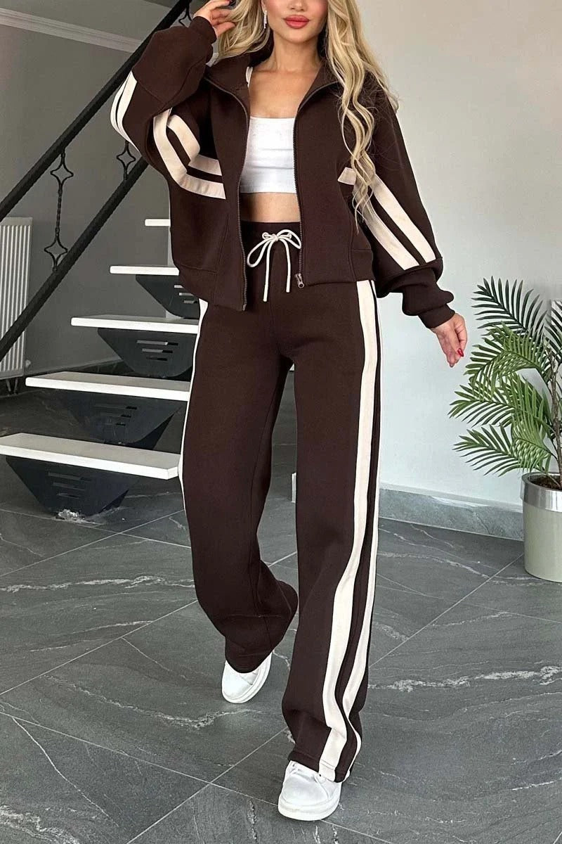 Monroe | Striped Zip-Up Lounge Set
