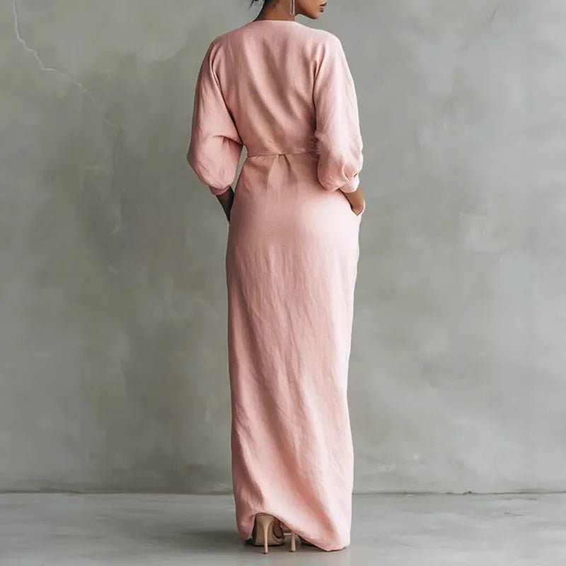 Valentina | Elegant Deep V Neck Maxi Wrap Dress for Women