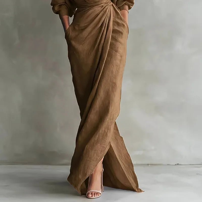 Valentina | Elegant Deep V Neck Maxi Wrap Dress for Women