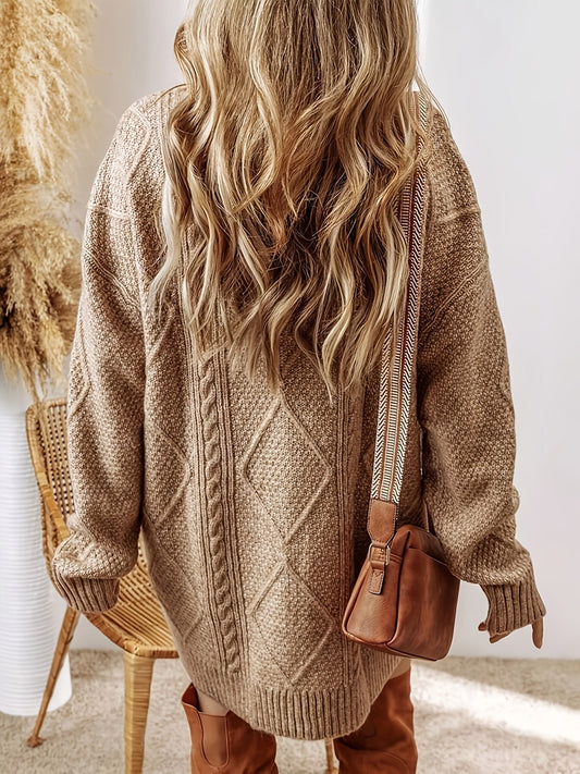 Women's Oversized Cable Knit Mini Jumper Dress | Winter