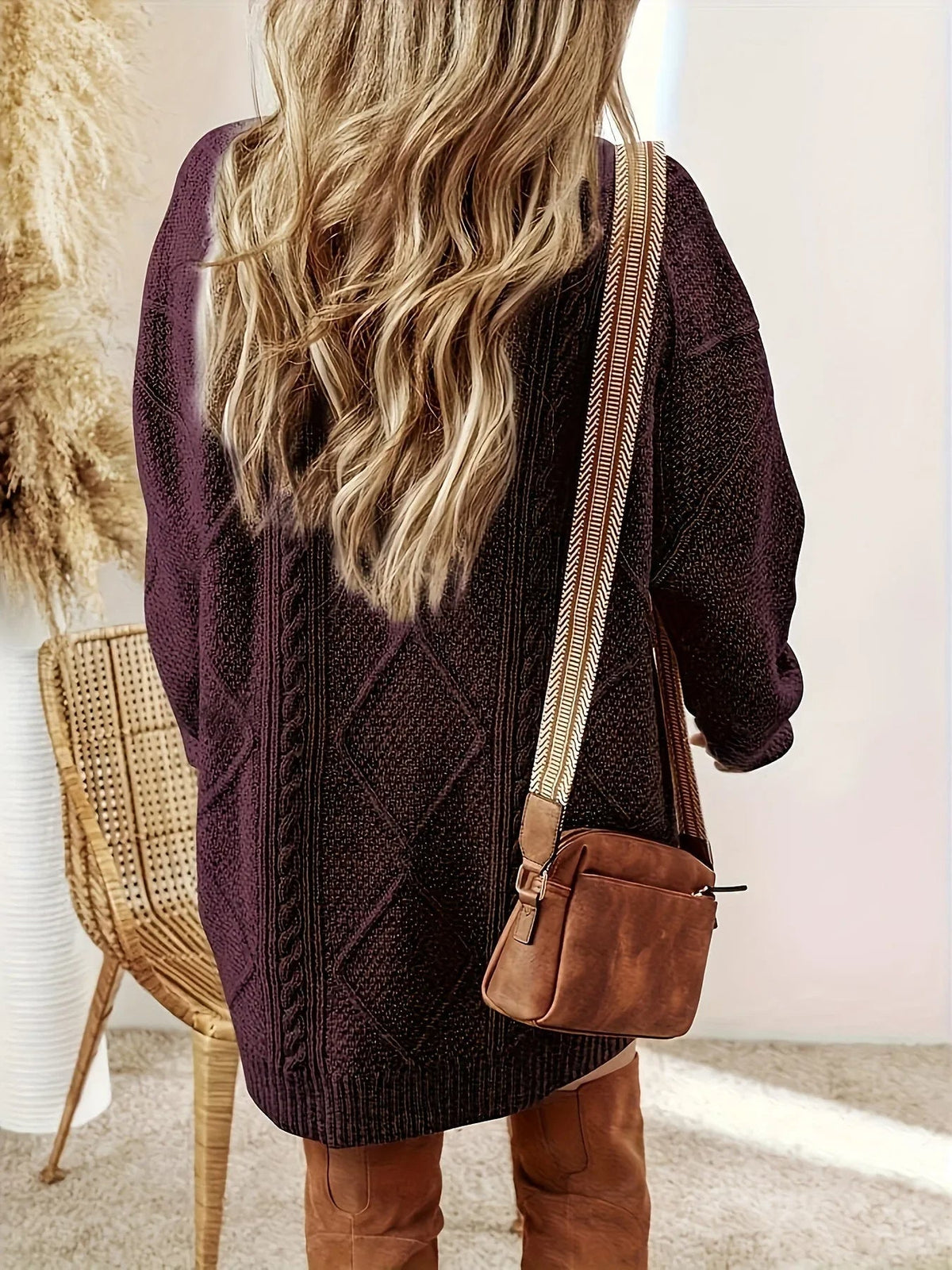Women's Oversized Cable Knit Mini Jumper Dress | Winter