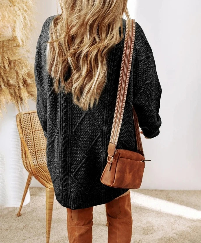 Women's Oversized Cable Knit Mini Jumper Dress | Winter
