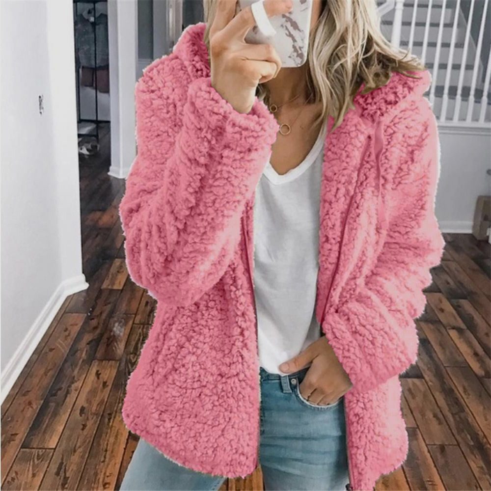 Maelis | Women's Oversized Hooded Textured Fleece Jacket