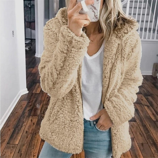 Maelis | Women's Oversized Hooded Textured Fleece Jacket