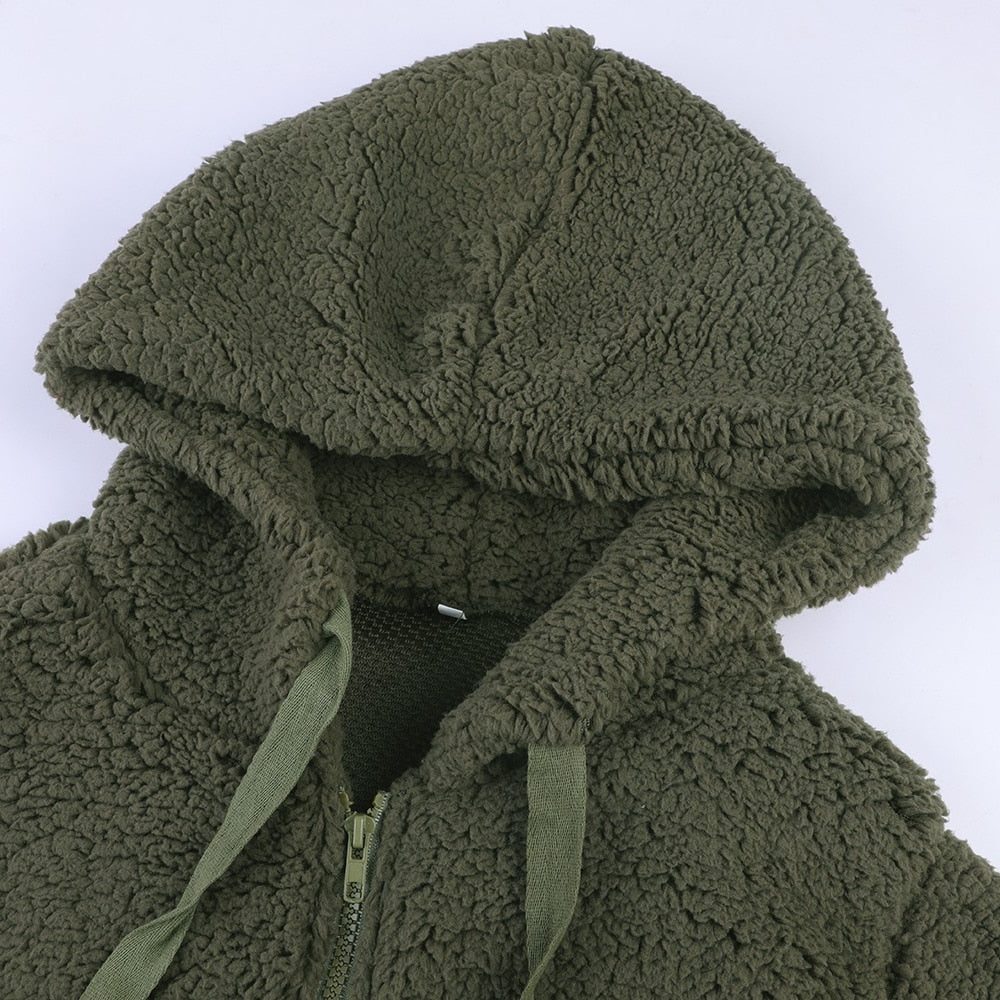 Maelis | Women's Oversized Hooded Textured Fleece Jacket