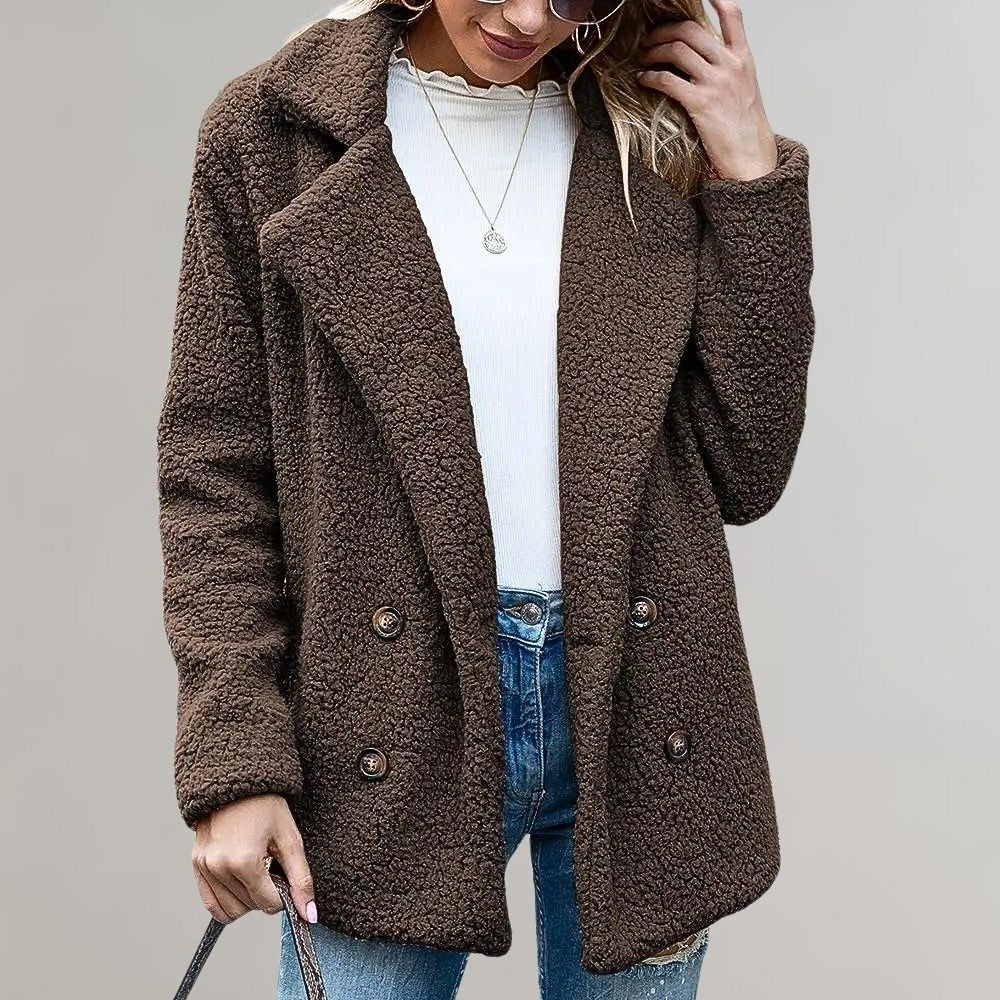 Aveline | Women's Textured Relaxed-Fit Double-Breasted Blazer