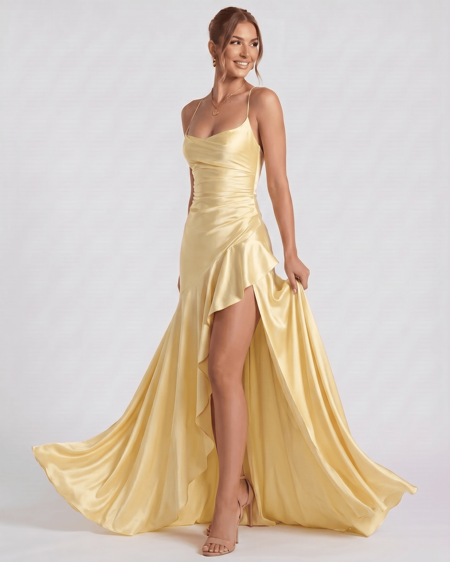 Isabella | Elegant Satin Maxi Dress with High Split