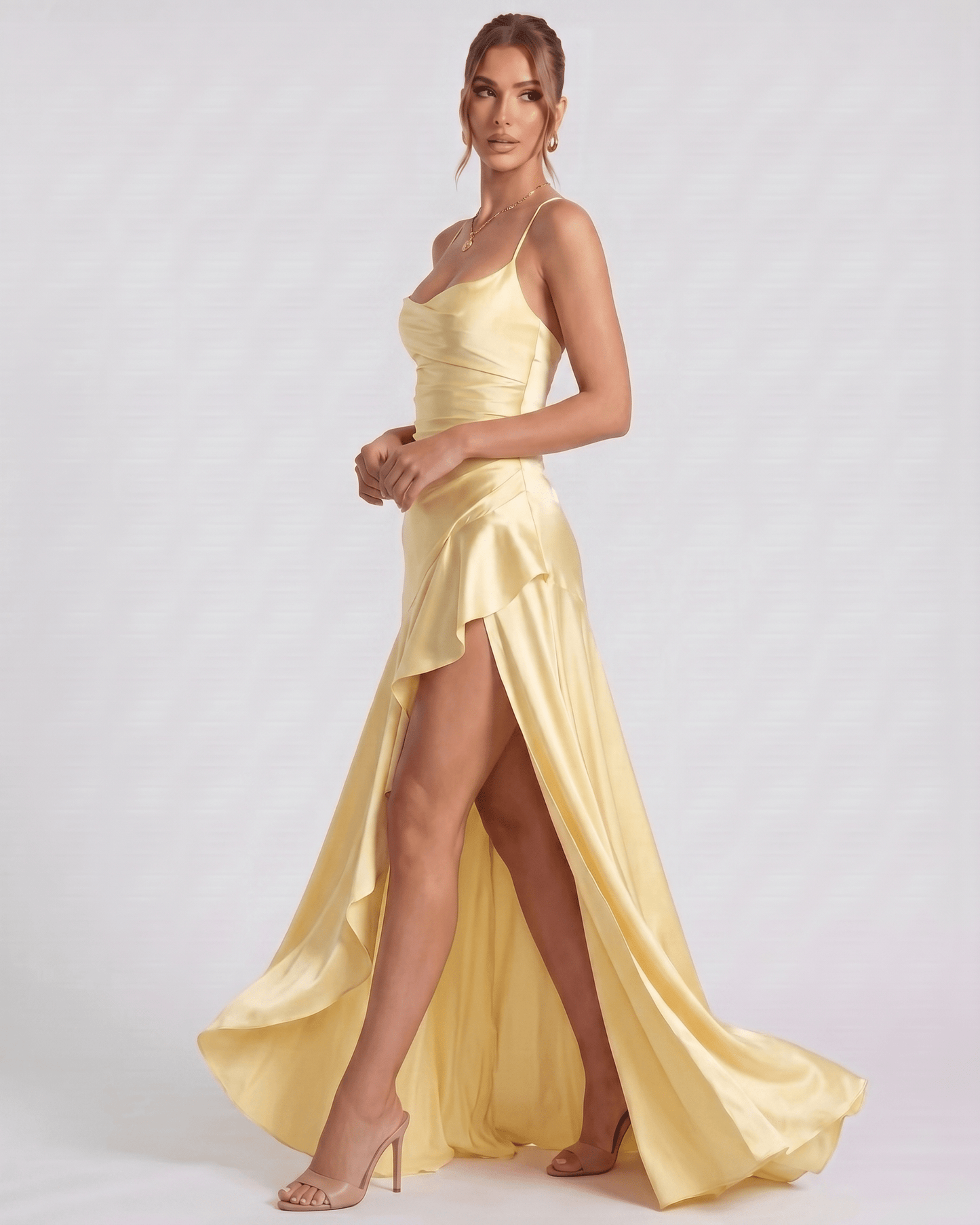 Isabella | Elegant Satin Maxi Dress with High Split