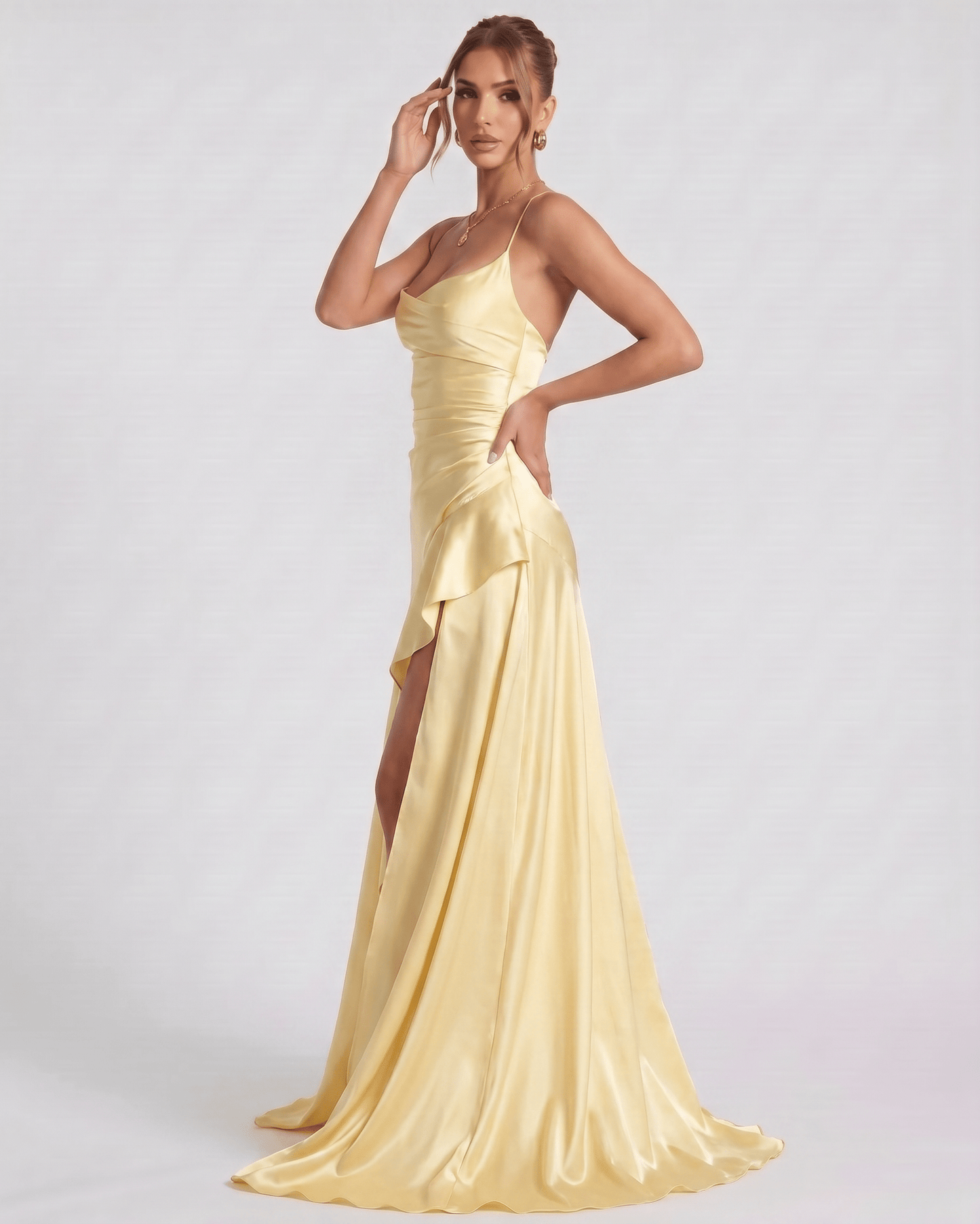 Isabella | Elegant Satin Maxi Dress with High Split