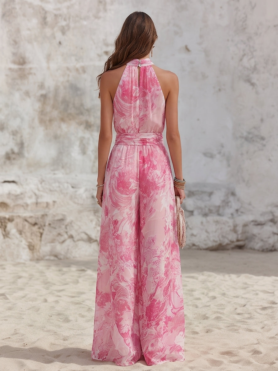 Lysandra | Women's Linen Blend Halter & Wide Leg Trouser Set