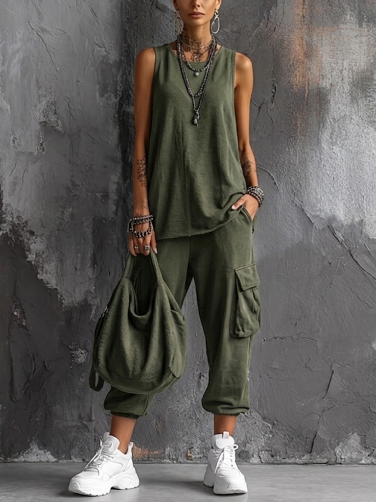 Zéloria | Women's Linen Blend Cargo Co-Ord Set