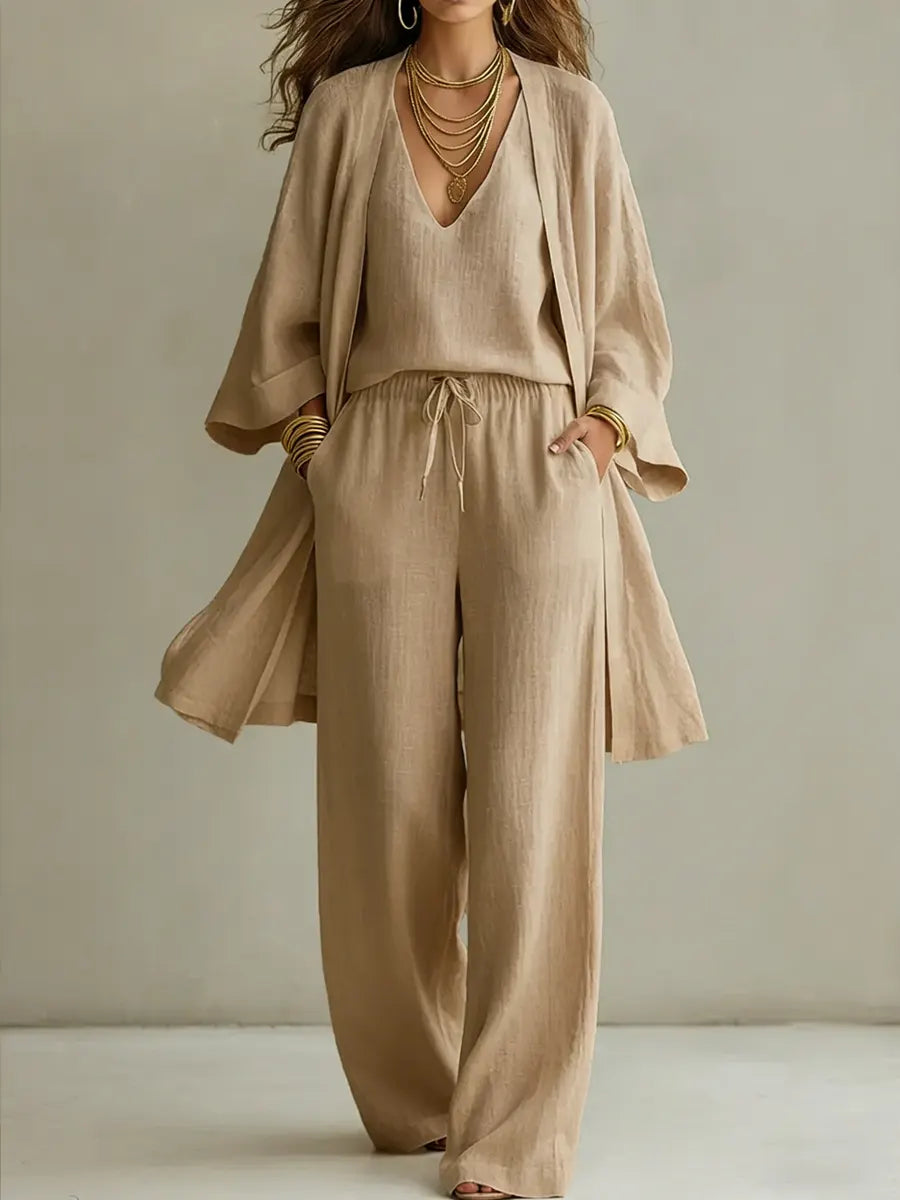 Céliane | Women's Relaxed Three-Piece Linen Knit Set