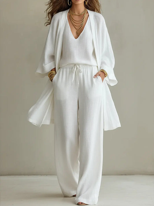 Céliane | Women's Relaxed Three-Piece Linen Knit Set