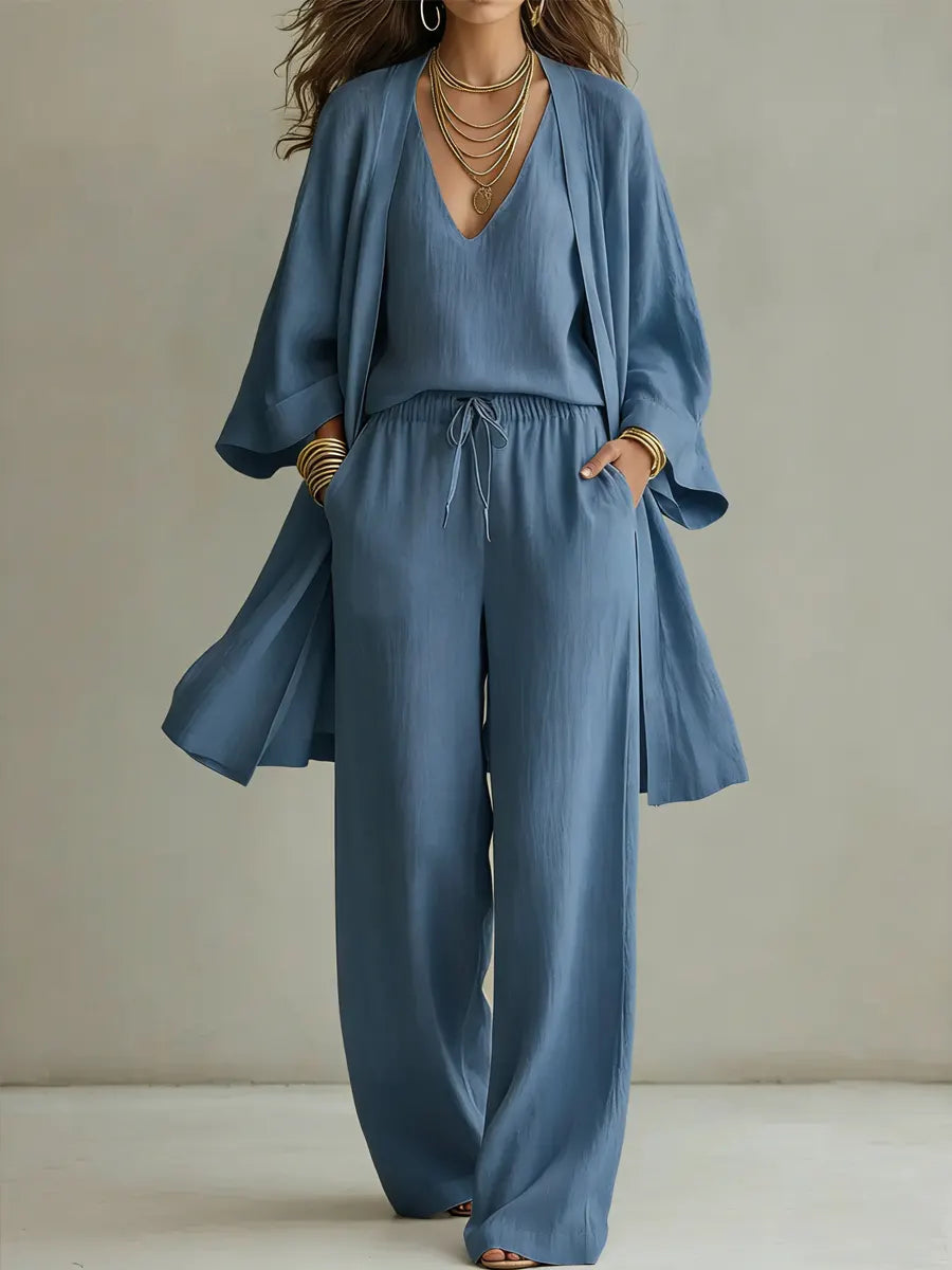 Céliane | Women's Relaxed Three-Piece Linen Knit Set