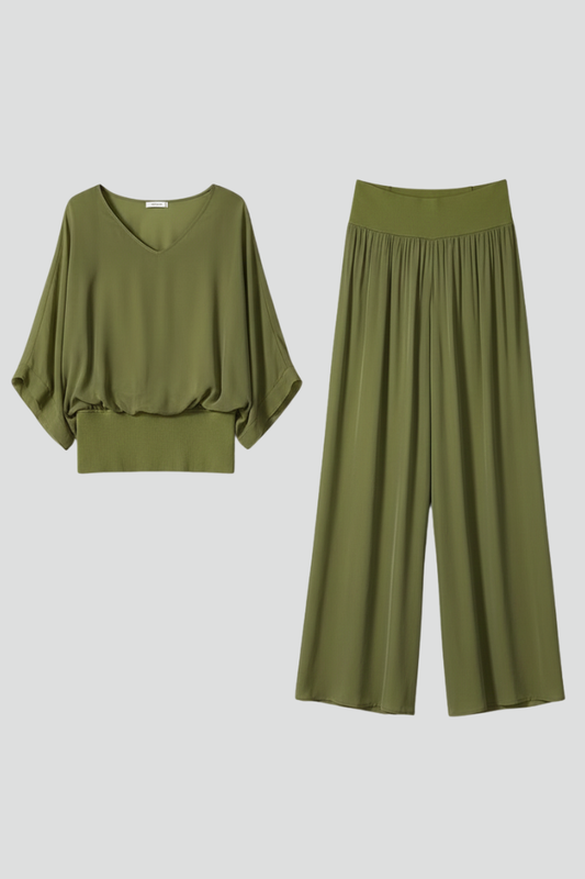 Violetta | V-Neck Wide Leg Two Piece Set