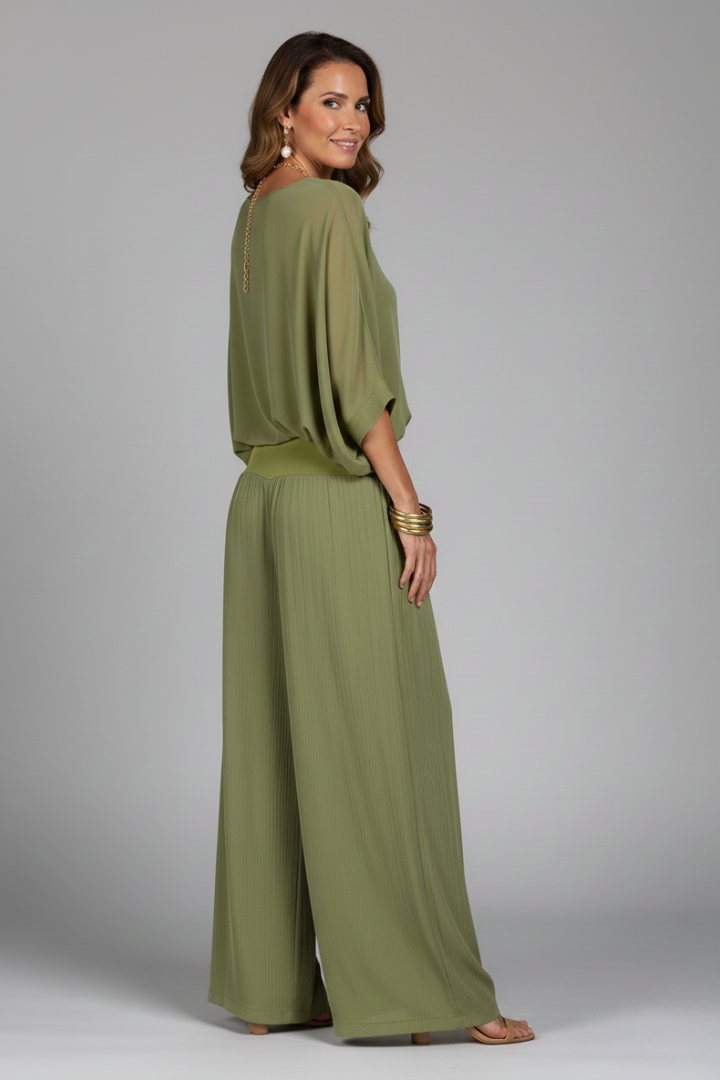 Violetta | V-Neck Wide Leg Two Piece Set