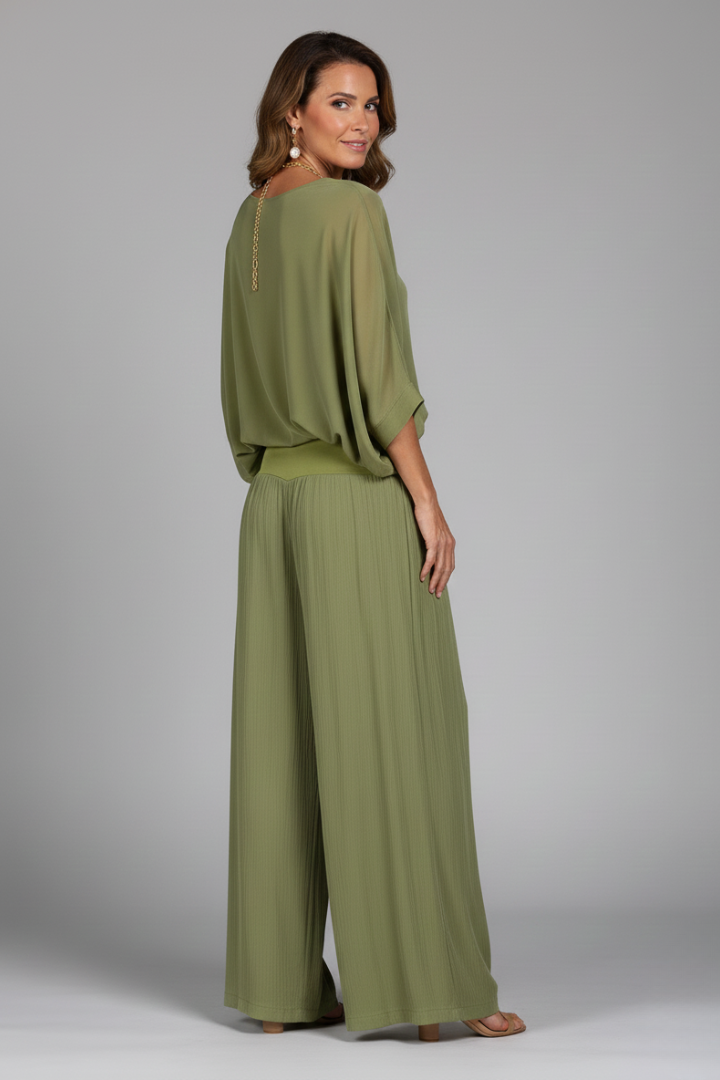 Violetta | V-Neck Wide Leg Two Piece Set