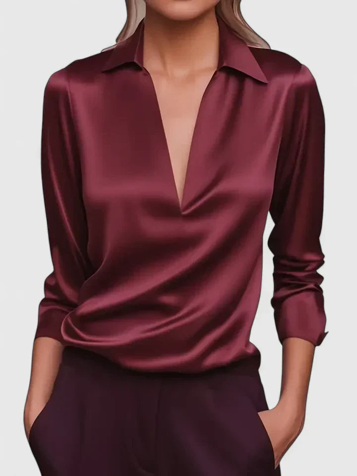 Celeste | Elegant Collared Long Sleeve Blouse for Women