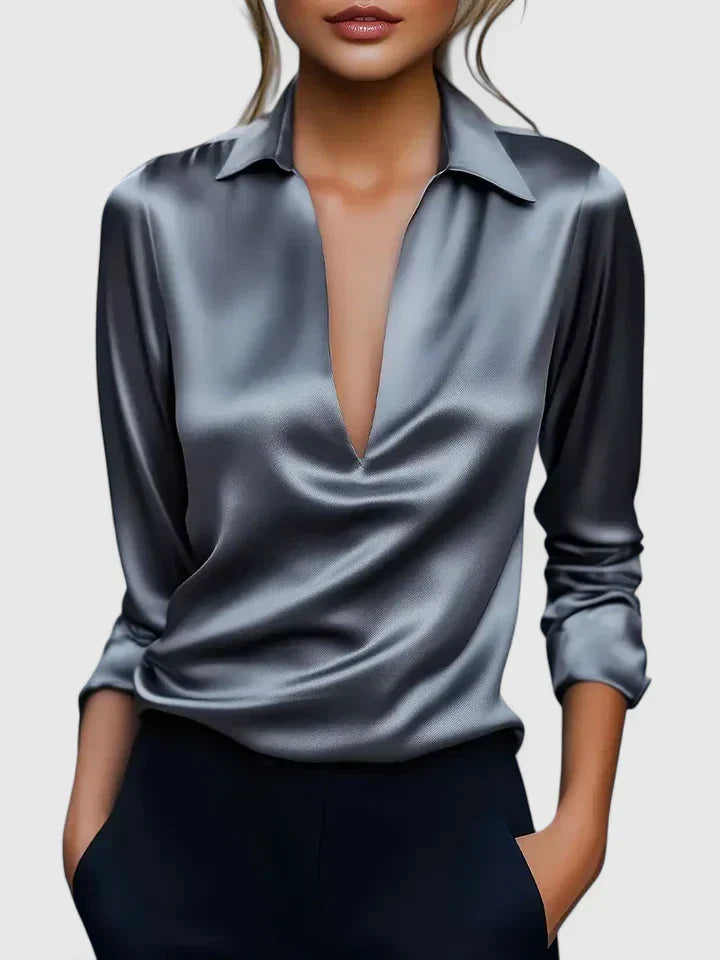 Celeste | Elegant Collared Long Sleeve Blouse for Women