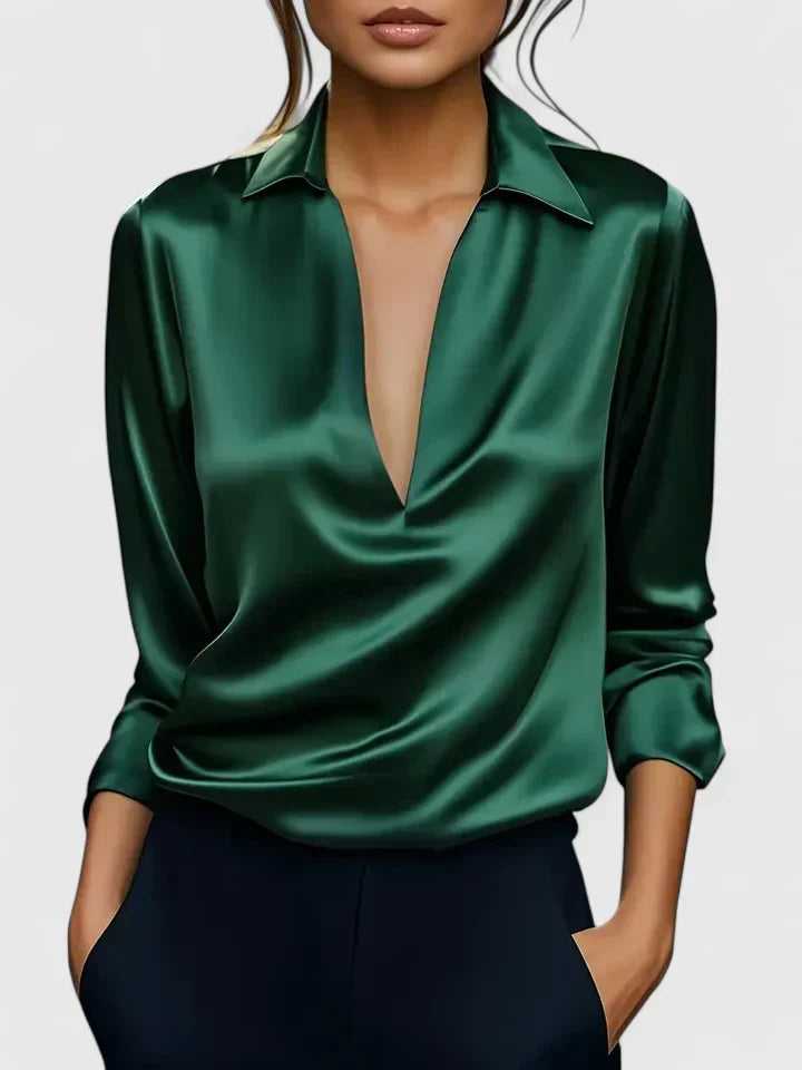 Celeste | Elegant Collared Long Sleeve Blouse for Women