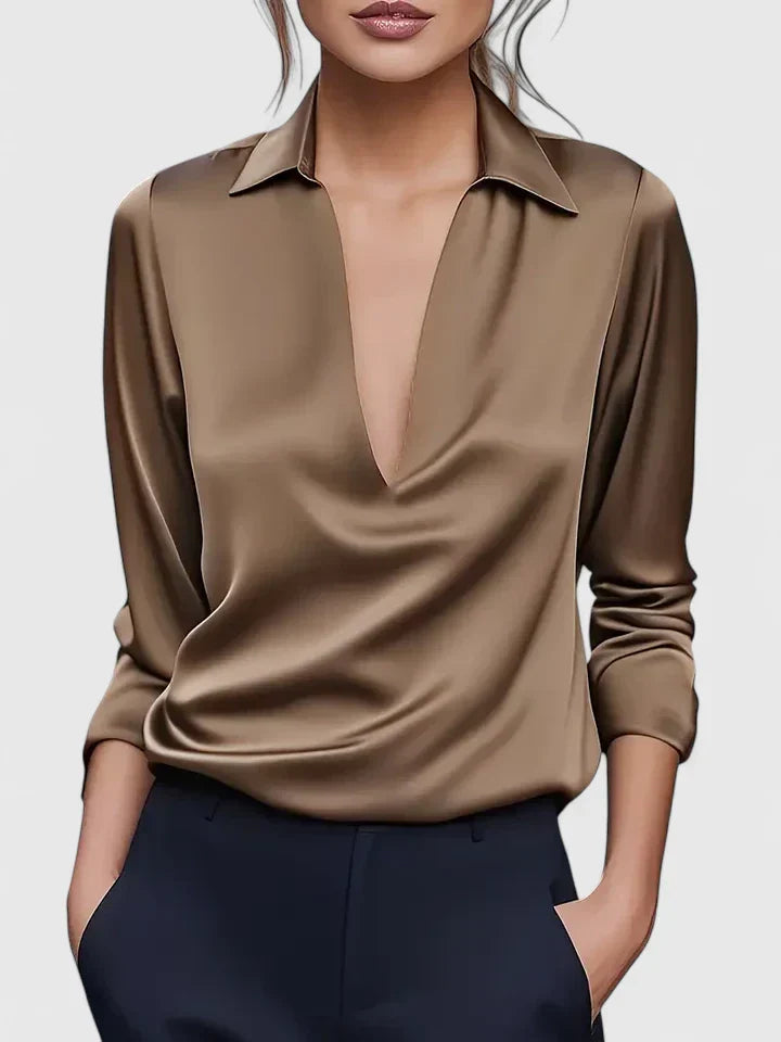 Celeste | Elegant Collared Long Sleeve Blouse for Women