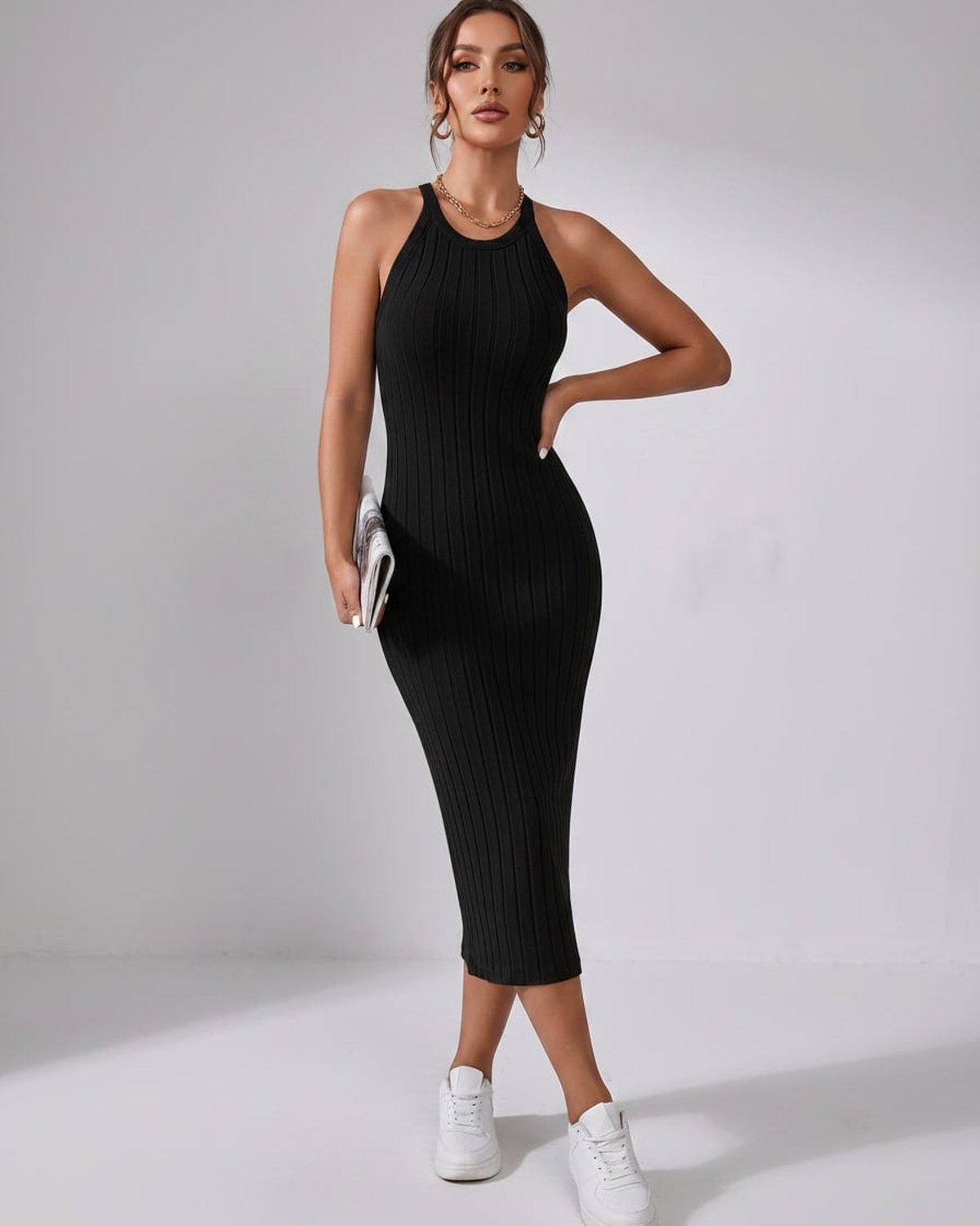 Sanne | Elegant Ribbed Knit Midi Dress