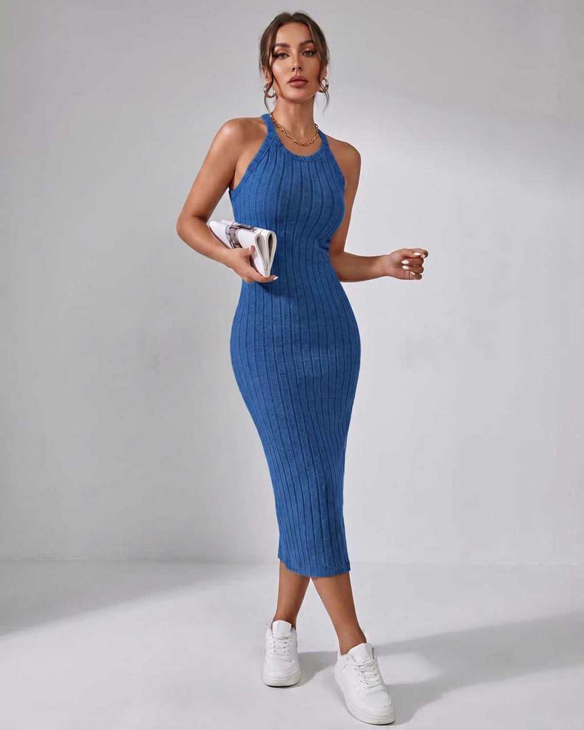 Sanne | Elegant Ribbed Knit Midi Dress