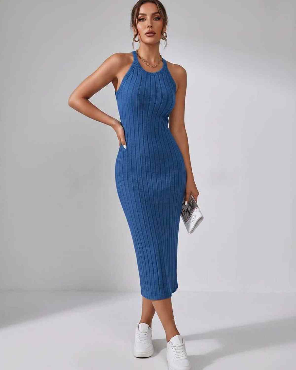 Sanne | Elegant Ribbed Knit Midi Dress