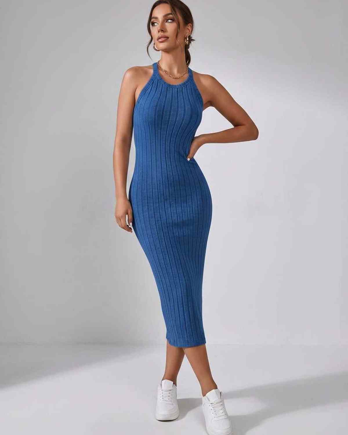 Sanne | Elegant Ribbed Knit Midi Dress