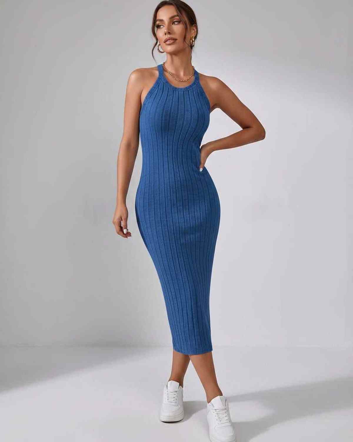 Sanne | Elegant Ribbed Knit Midi Dress