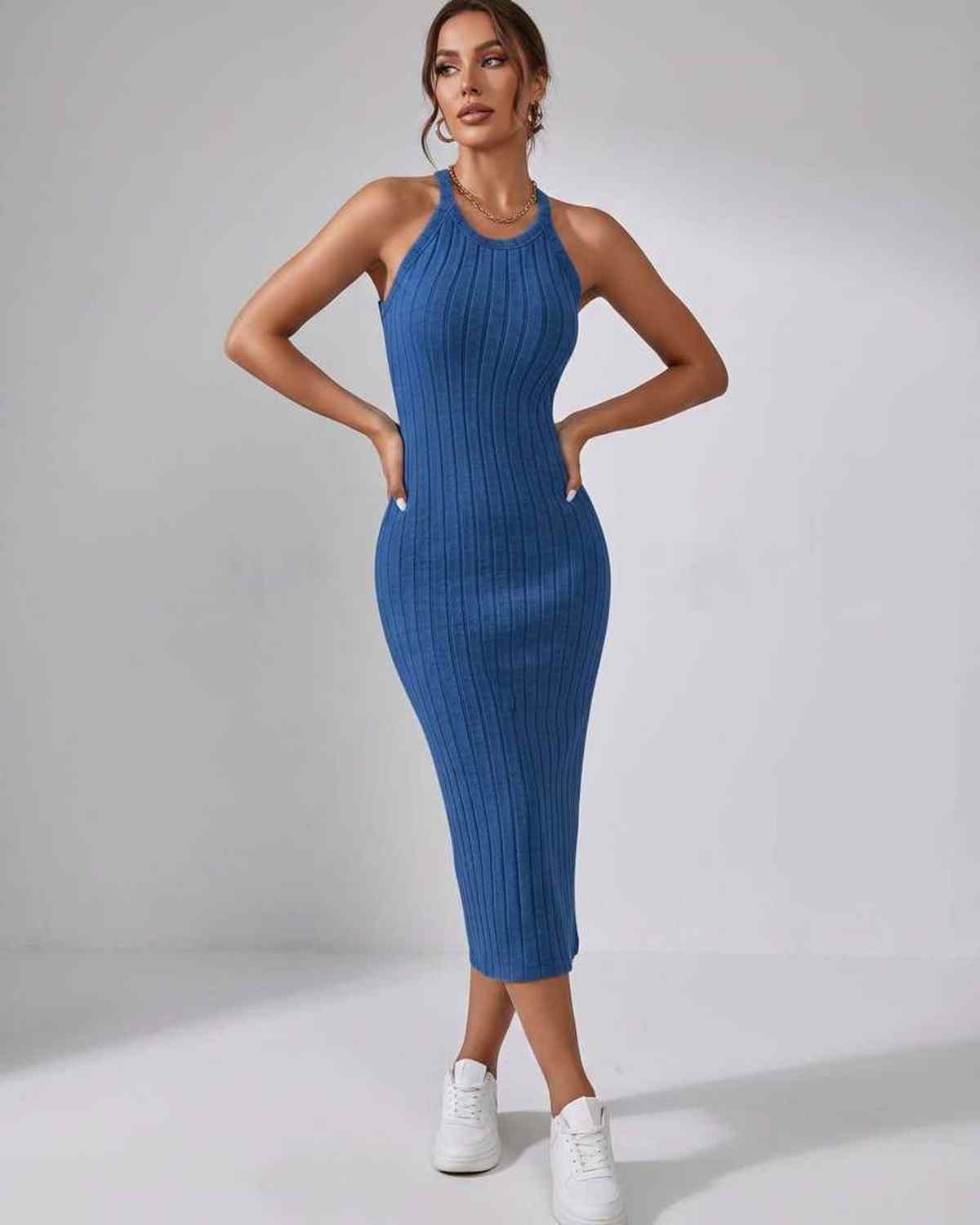 Sanne | Elegant Ribbed Knit Midi Dress