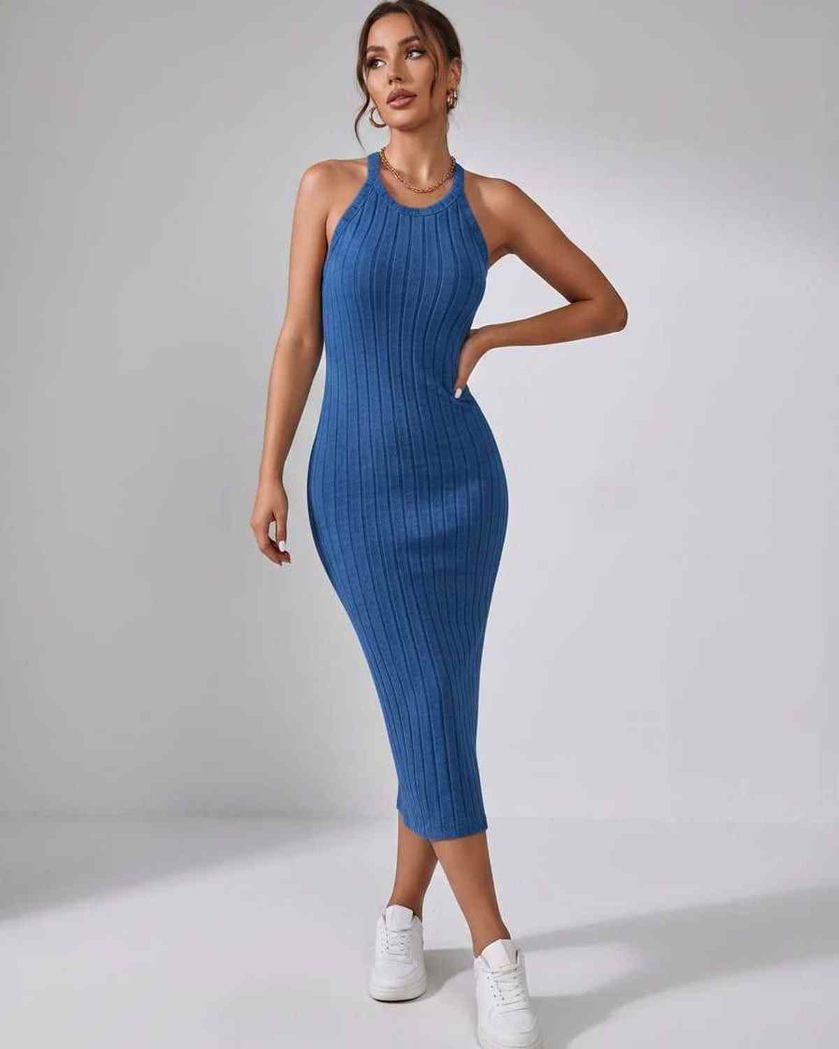 Sanne | Elegant Ribbed Knit Midi Dress