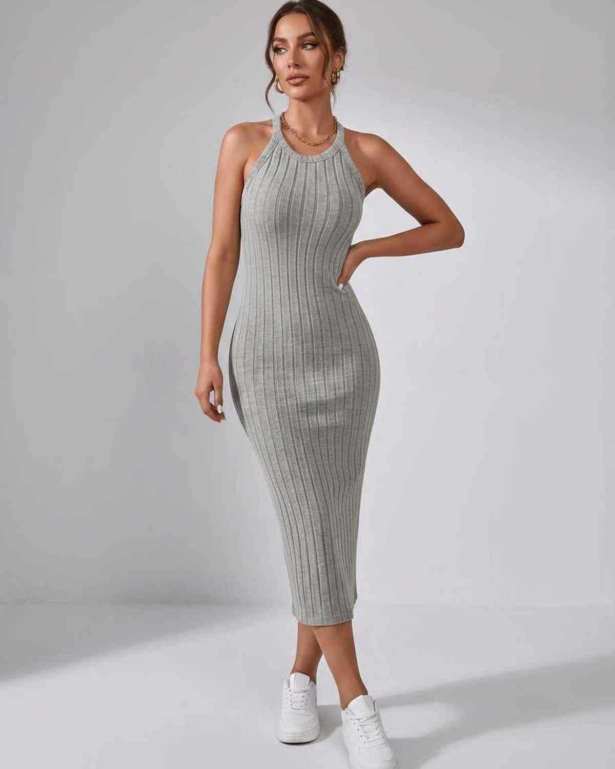 Sanne | Elegant Ribbed Knit Midi Dress