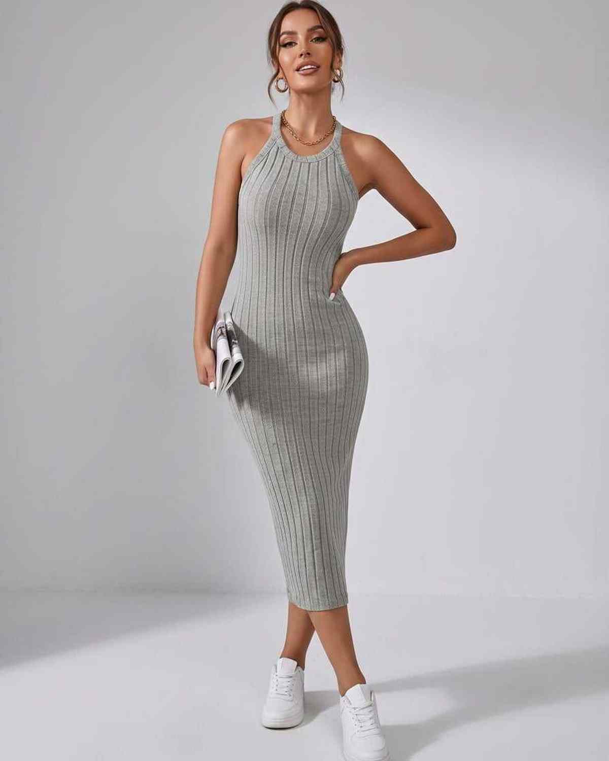 Sanne | Elegant Ribbed Knit Midi Dress