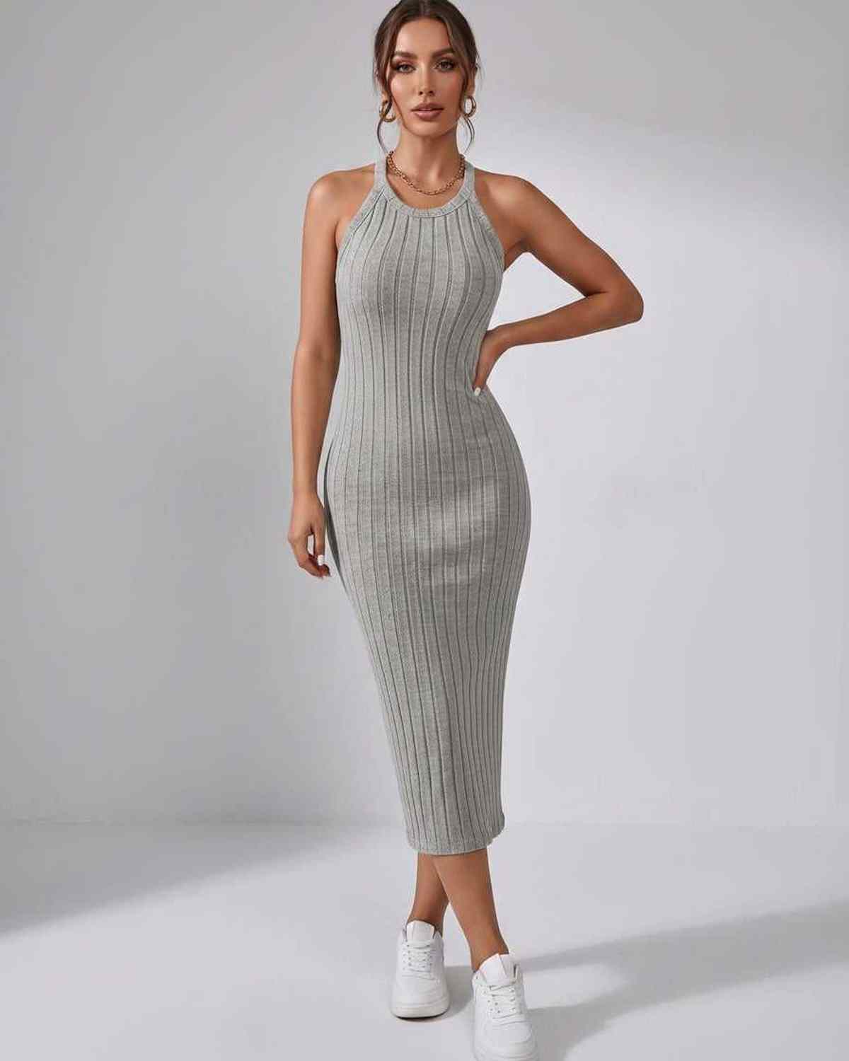 Sanne | Elegant Ribbed Knit Midi Dress