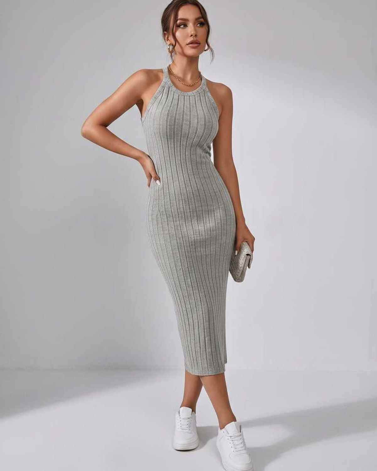 Sanne | Elegant Ribbed Knit Midi Dress
