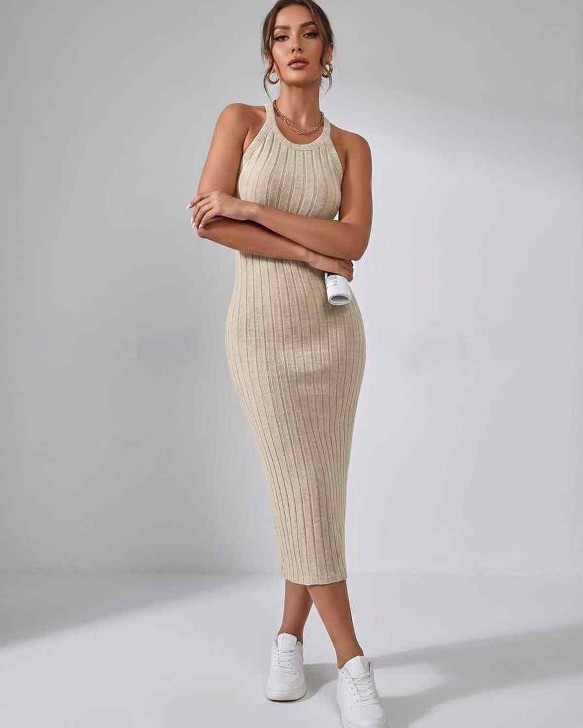 Sanne | Elegant Ribbed Knit Midi Dress