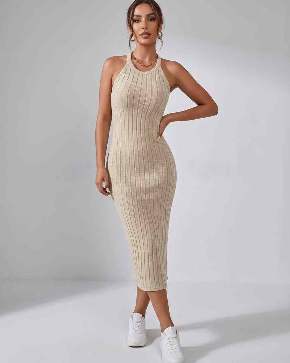 Sanne | Elegant Ribbed Knit Midi Dress