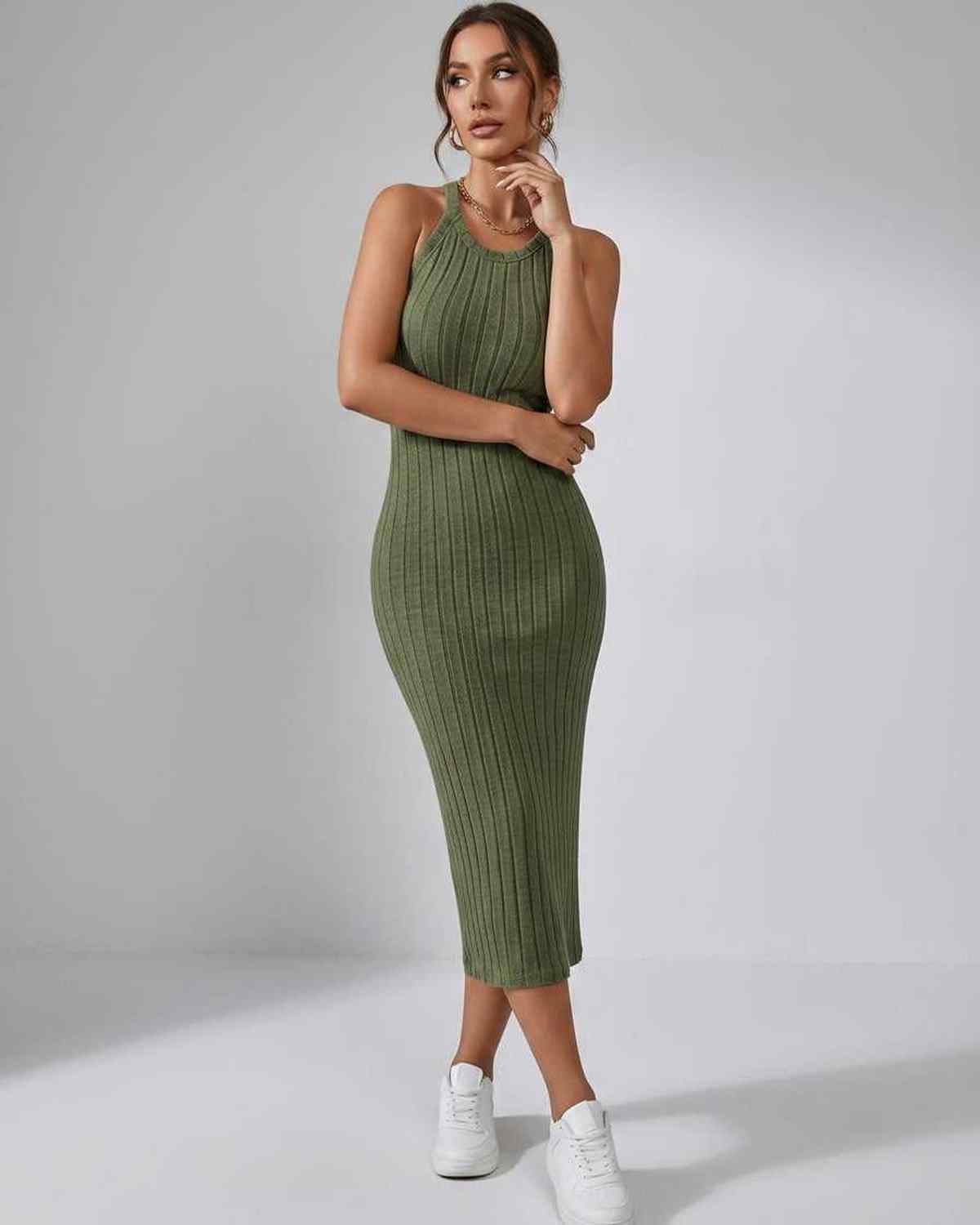 Sanne | Elegant Ribbed Knit Midi Dress