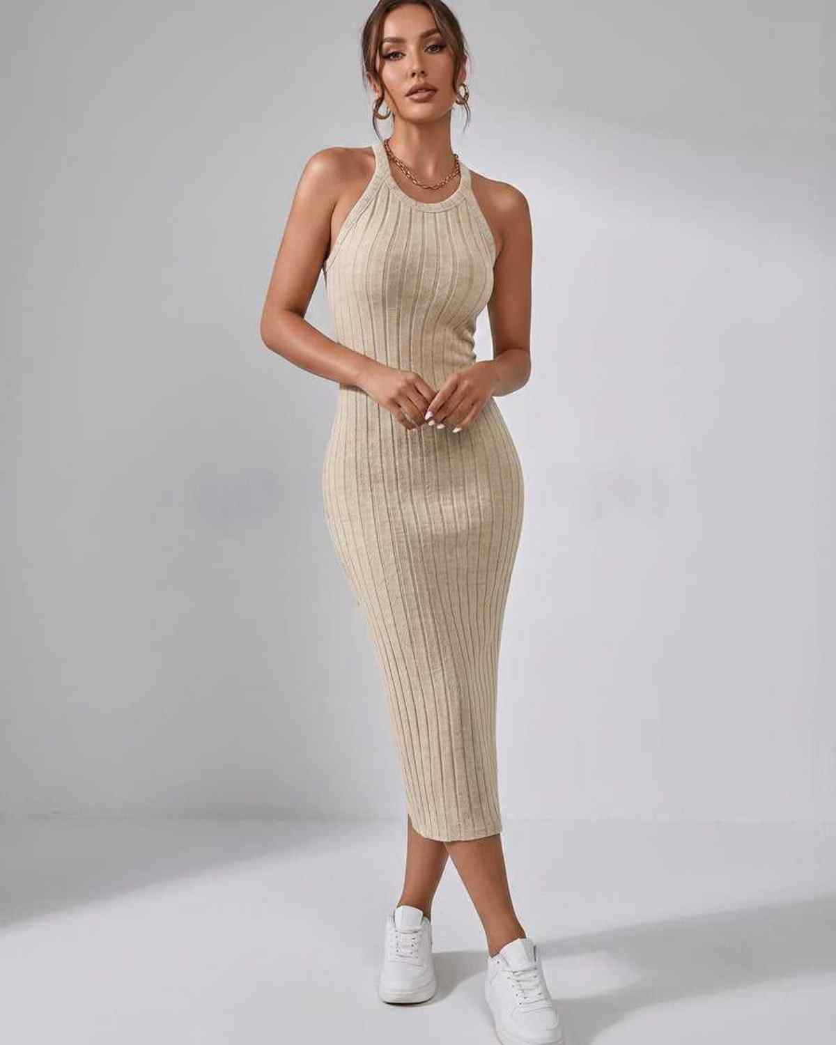 Sanne | Elegant Ribbed Knit Midi Dress